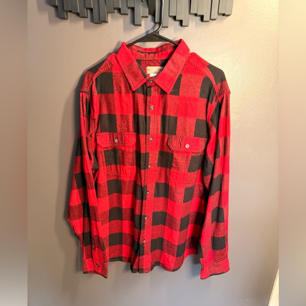 TNL Men's Red and Black Plaid Shirt